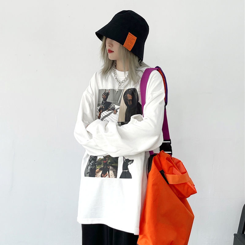 Áo Nỉ Nữ Dài Tay Cổ Tròn Form Rộng Thời Trang Hàn