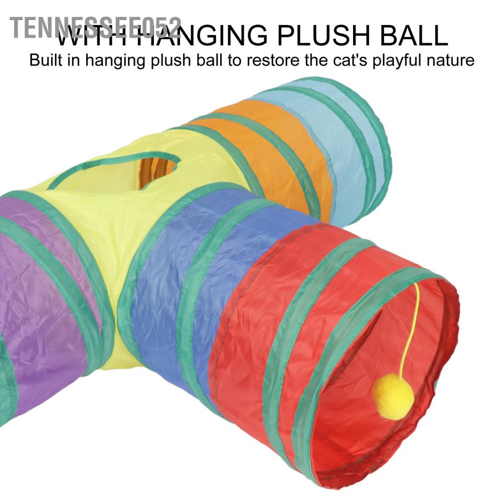 Đồ chơi đường hầm chia 3 đường gấp cuộn cho mèo có treo bóng