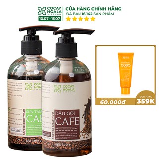 Combo dầu gội thảo dược sữa tắm Cafe sạch gàu khử mùi cơ thể Cocayhoala 300g/chai