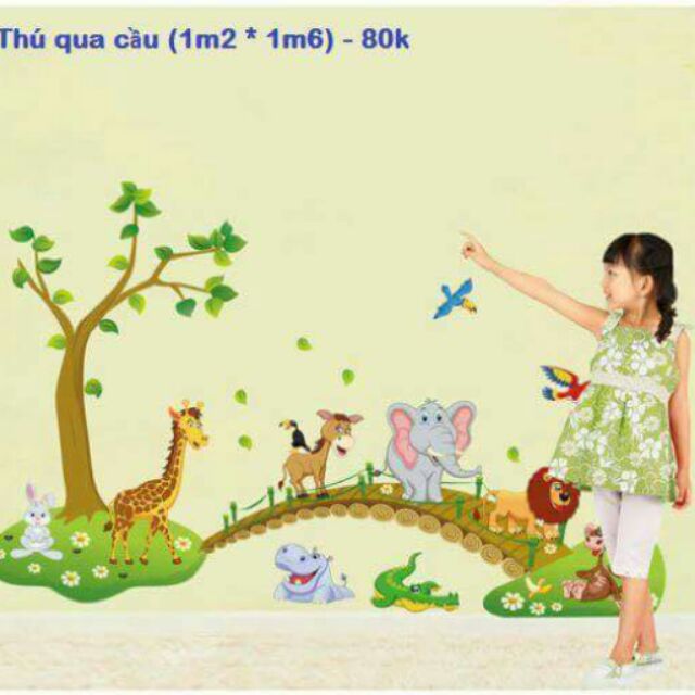 decal dán tường Thú Qua Cầu