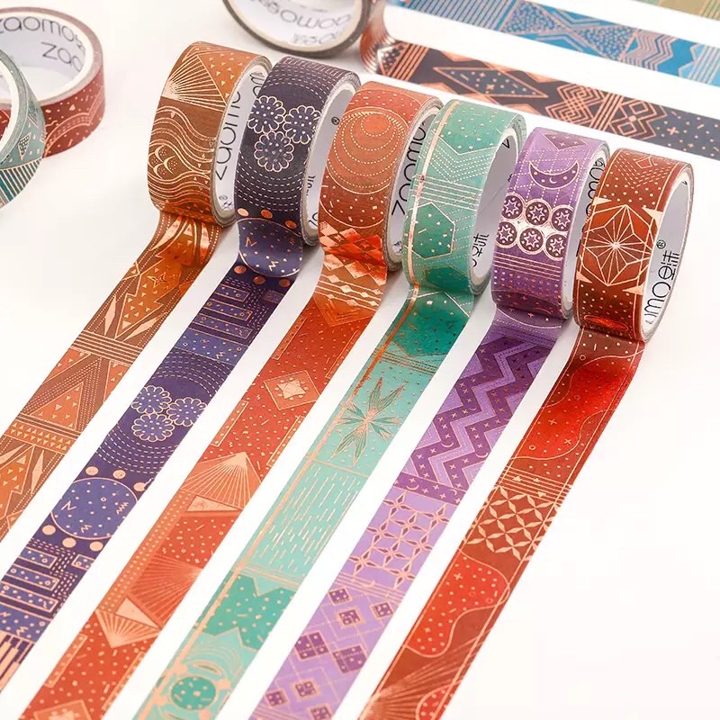 (Chiết theo chu kỳ) Băng dính washi tape hoạ tiết độc đáo có mạ