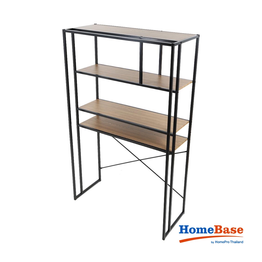 HomeBase FURDINI Bộ kệ kết hợp bàn làm việc bằng MDF/thép nhiều ngăn W110xH180xD46.50cm màu sồi và Đen