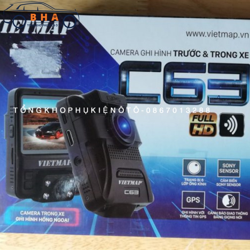 Camera hành trình Vietmap C63 ghi hình trước và trong xe, mua ngay tặng thẻ nhớ 32G