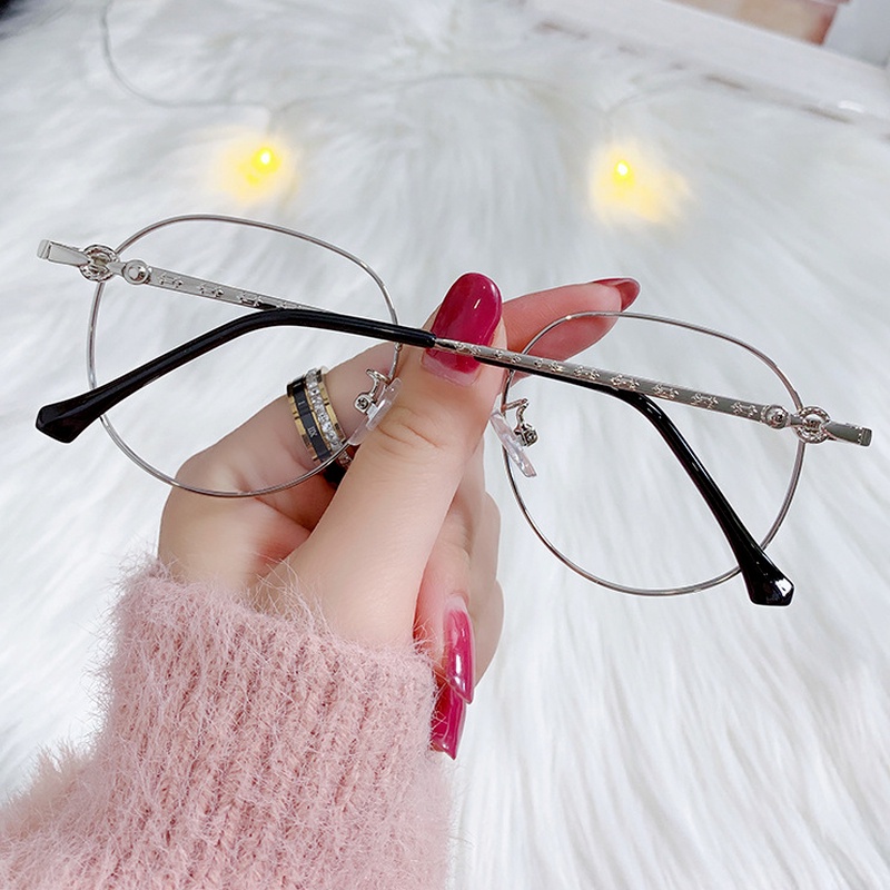 (KIQI-FASHION) COD Mắt Kính Gọng Kim Loại Chống Ánh Sáng Xanh Thời Trang Retro Nhập Khẩu Chất Lượng Cao Cho Nam Nữ