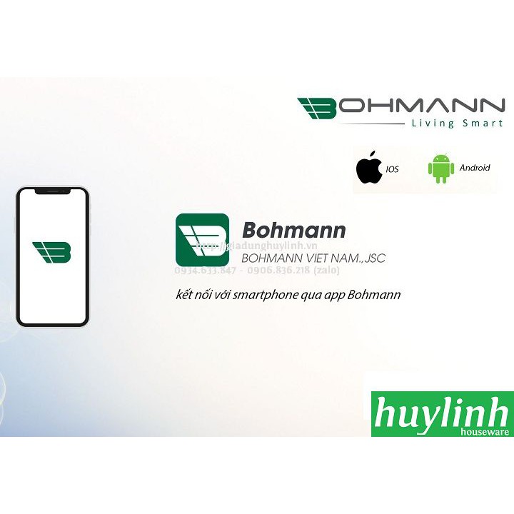 [Mã ELHAMS5 giảm 6% đơn 300K] Máy lọc không khí Bohmann B5.02 - 60m2 - Điều khiển wifi - Diệt khuẩn UV