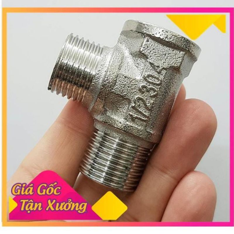 Tê inox 21. 15. 2 đầu ren ngoài 1 đầu ren trong