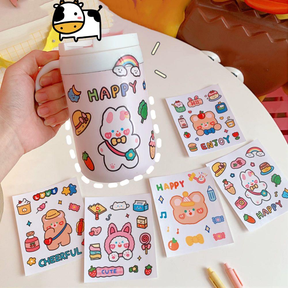MAG 1 Tấm Sticker Dán Trang Trí Sổ Tay DIY Hình Thỏ Gấu Hoạt Hình