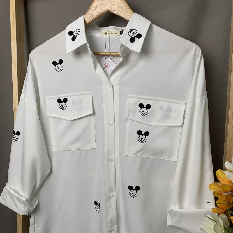 Áo sơ mi họa tiết chuột mickey đáng yêu_A7037