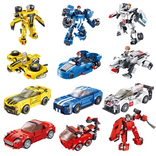 Có sẵn 🌟🌟 Lắp Ráp 661002 661001 Xe Đua Biến Hình Robot 🌟🌟 Ferrari Porsche Jeep Ford