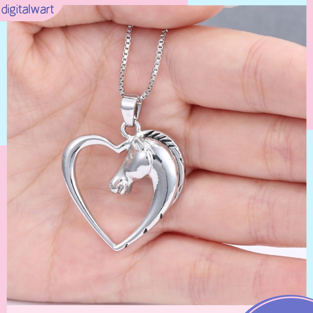 Dây Chuyền Hợp Kim Mặt Hình Đầu Ngựa Rỗng Phối Trái Tim Rỗng Cho Nữ
