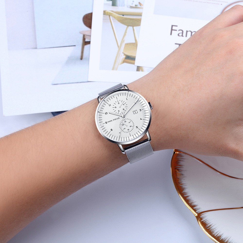 [Tặng vòng tay]Đồng hồ nam Mini Focus chính hãng MF0052G.04 thép lưới trẻ trung