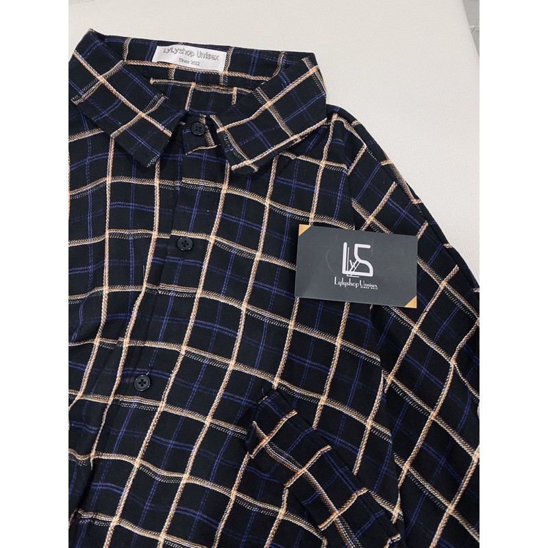 Áo sơ mi nữ form rộng Lylyshop Unisex M01, kiểu sơ mi tay phồng kẻ sọc caro chất kate cotton mềm mịn mặc muà hè - thu | BigBuy360 - bigbuy360.vn