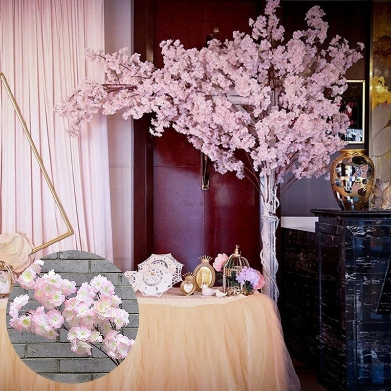 Hoa Anh Đào Giả Bằng Lụa 5 Màu Sắc Dùng Trang Trí Nội Thất Nhà Cửa