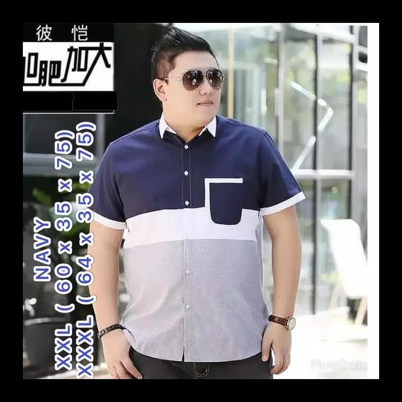 Áo Sơ Mi Nam Tay Ngắn Size Lớn Xxxl - Jumbo - Blue - Size Xxl