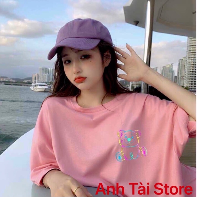 Áo thun tay lỡ phản quang phông Unisex nam nữ Cotton oversize đến 75Kg form rộng hình gấu Love & Peace AG 119 | BigBuy360 - bigbuy360.vn