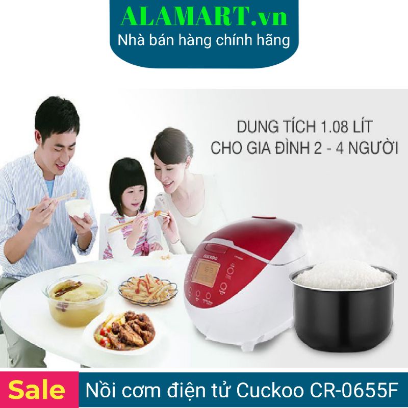 Nồi cơm điện Cuckoo CR-0655F (1.08L) dùng cho 2-4 người ăn nấu 0.5kg gạo