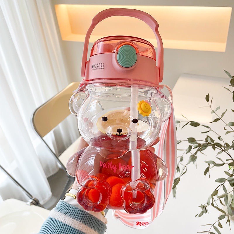 Bình nước hình gấu dung tích lớn cute, dễ thương, tiện lợi