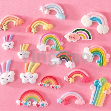 Set 10 Que Cắm Trang Trí Bánh Cupcake Hình Cầu Vồng Dễ Thương