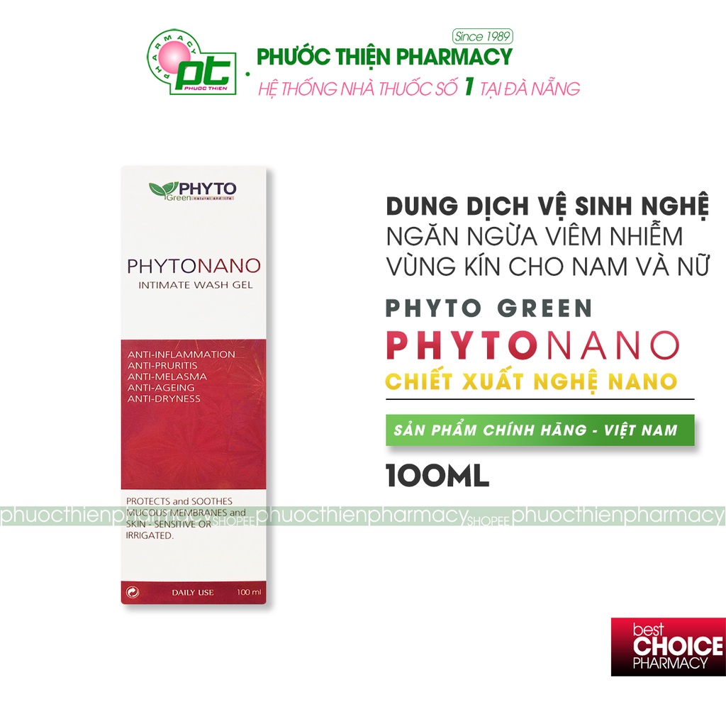 Dung dịch vệ sinh phụ nữ chiết xuất nghệ kháng khuẩn, nấm ngứa PHYTONANO Lọ 100ml - Phyto nano nghệ