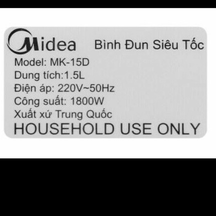 Bình siêu tốc Midea 1.5 lít MK-15D - hàng trưng bày