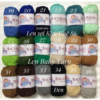 Len Baby Yarn-Cuộn len Baby Yarn, đã đóng gói để bán lẻ, kt:10x5cm,thành phần từ 100% sợi cotton,trọng lượng 40g/1cuộn..