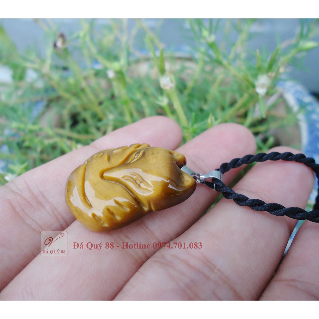 Mặt dây chuyền hồ ly 9 đuôi đá thạch anh mắt hổ vàng tự nhiên