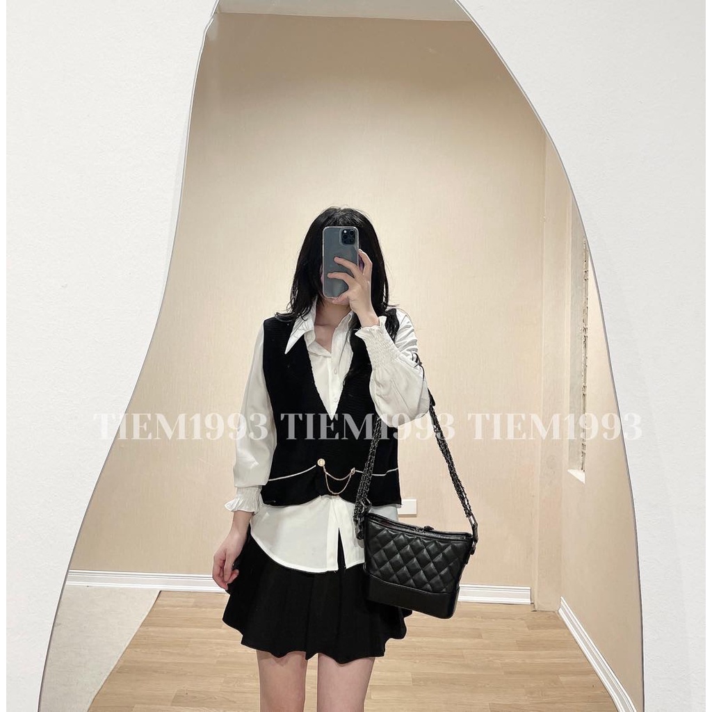 Set sơ mi gile len cách điệu thời trang công sở