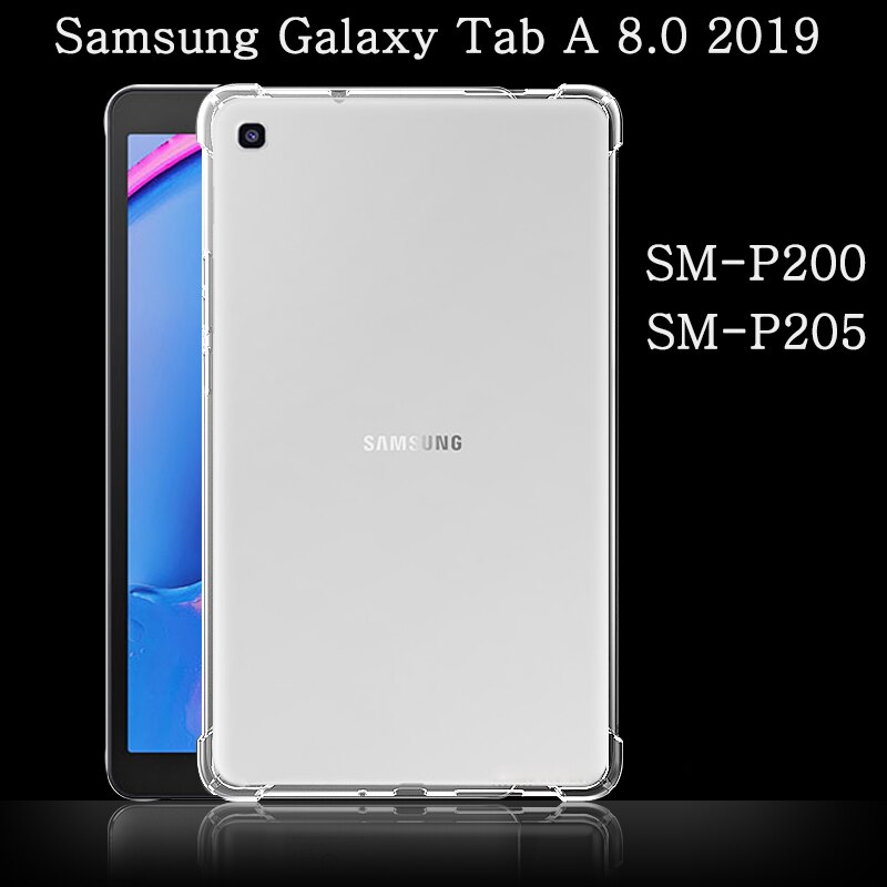 Ốp lưng Máy Tính Bảng  Samsung Galaxy Tab A 8.0 2019  SM-P200 SM-P205 Chống sốc silicon chống bám Trong mờ