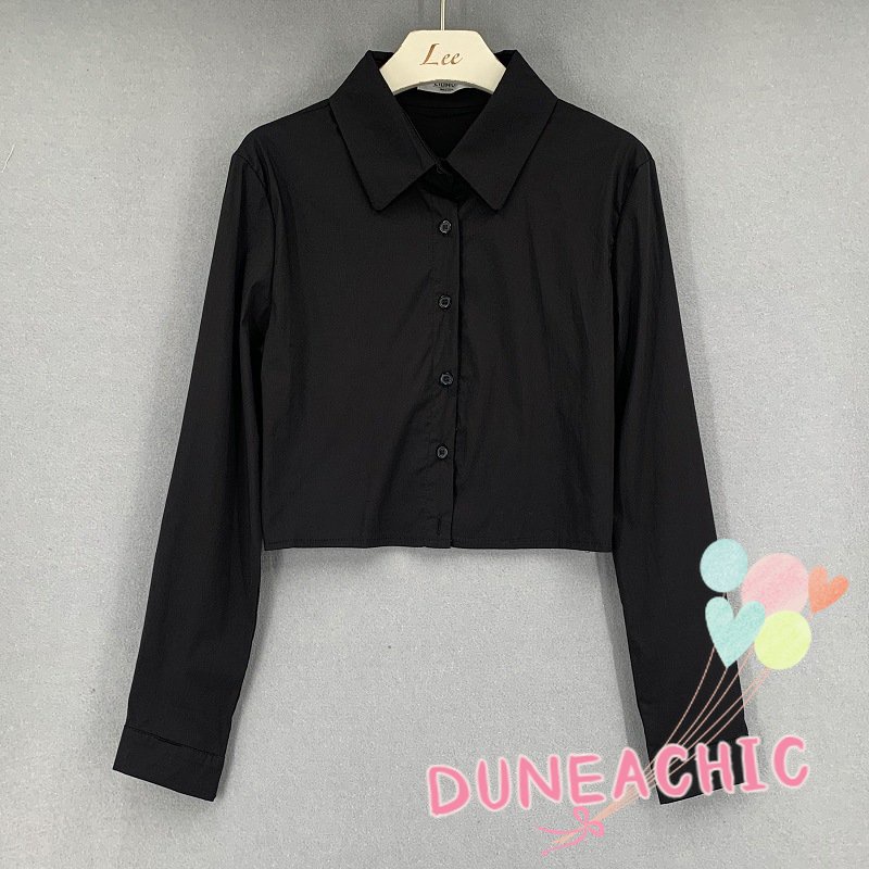 DUNEA Áo Sơ Mi Trắng Tay Dài Chiết Eo Phong Cách Quyến Rũ