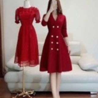 Váy đỏ cổ vest 0.2