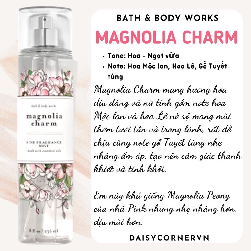 [🇺🇸Bill Mỹ] Xịt thơm Body Mist Bath &amp; Body Works Magnolia Charm
