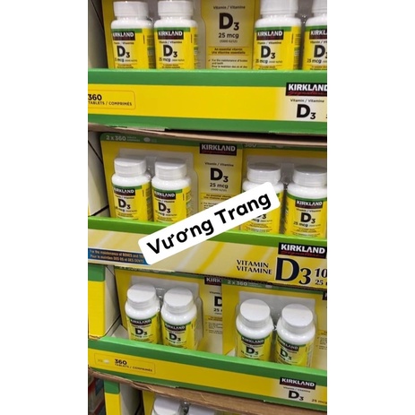 Viên uống bổ sung D3 Kirkland 360 viên date 2025