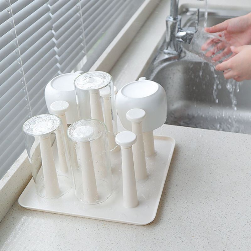 Giá úp khô cốc bằng nhựa một lớp đáy chống trượt tiện dụng