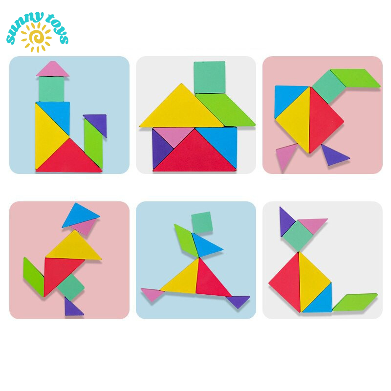Bộ xếp hình Tangram bằng gỗ,đồ chơi sáng tạo,khám phá ,phát triển trí thông minh cho bé-SUNNY TOYS