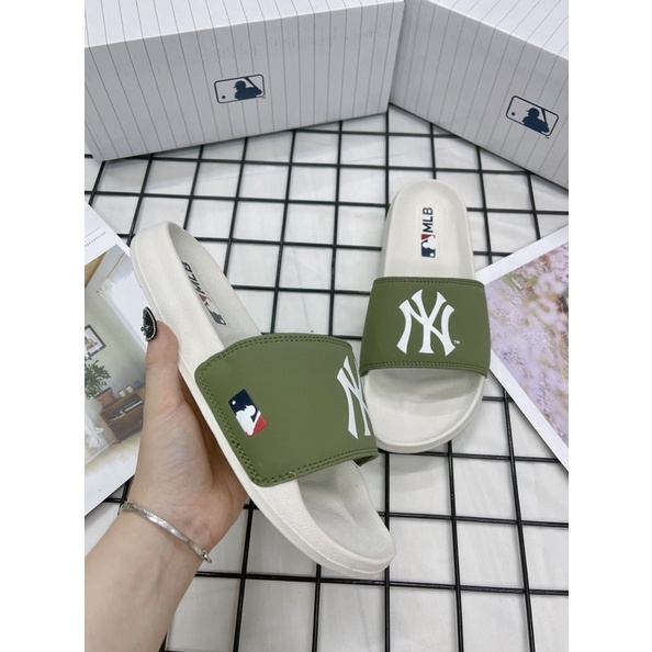 DÉP NY MLB NỘI ĐỊA HÀN TRẮNG XANH RÊU LOGO  - MLB CHÍNH HÃNG UNISEX NAM NỮ  - CÓ BILL MUA HÀNG
