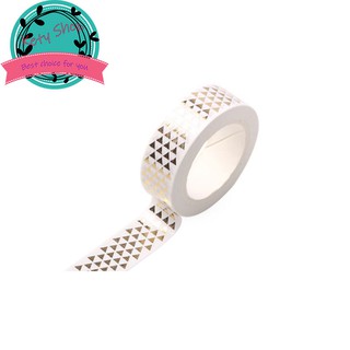 [ẢNH THẬT] Cuộn washi tape trắng ánh nhũ họa tiết hình tam giác cao cấp siêu xinh mẫu mới