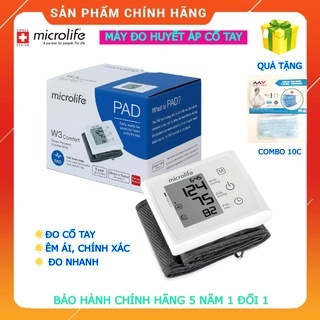 (HỎA TỐC) Máy đo huyết áp cổ tay Microlife W3 COMFORT cao cấp công nghệ IMT - Nhỏ gọn, êm ái, chính xác - Chính Hãng