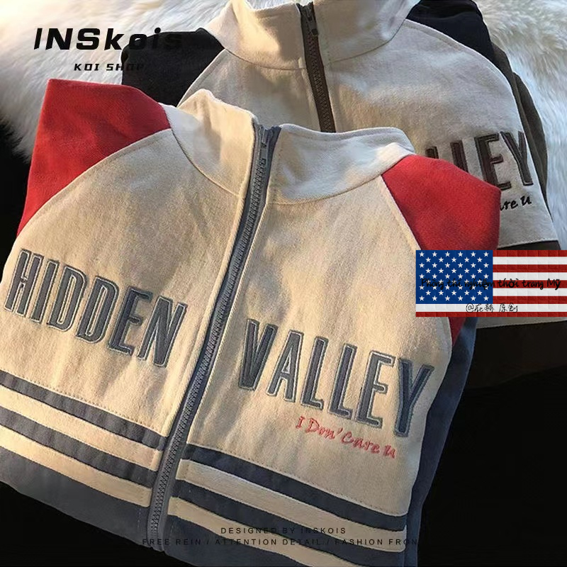 Áo Khoác Bóng Chày Thêu Chữ Phong Cách Đường Phố Mỹ Cá Tính