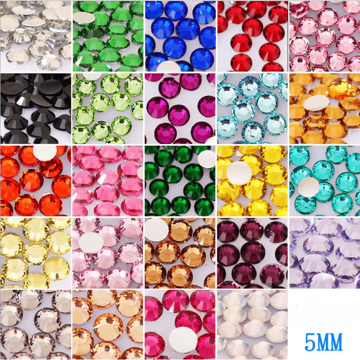 Túi 200 charm hạt đá Diamond Rhinestone nhiều màu size 5mm trang trí đính nail, nạm móc khóa, DIY