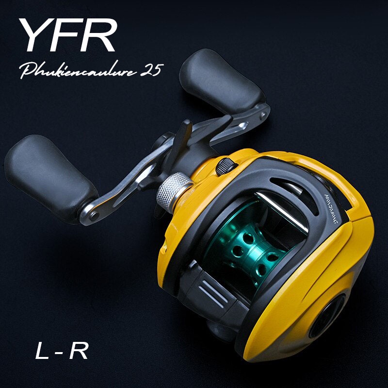 Máy ngang câu lure YFR tay quay kim loại giá rẻ có tay phải và trái phukiencaulure25 máy ngang giá rẻ câu lure