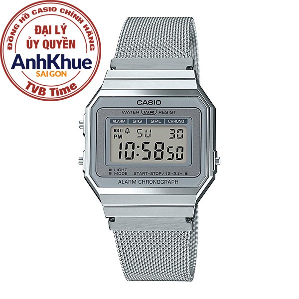 Đồng hồ unisex dây kim loại Casio chính hãng Anh Khuê A700WM-7ADF (35mm)