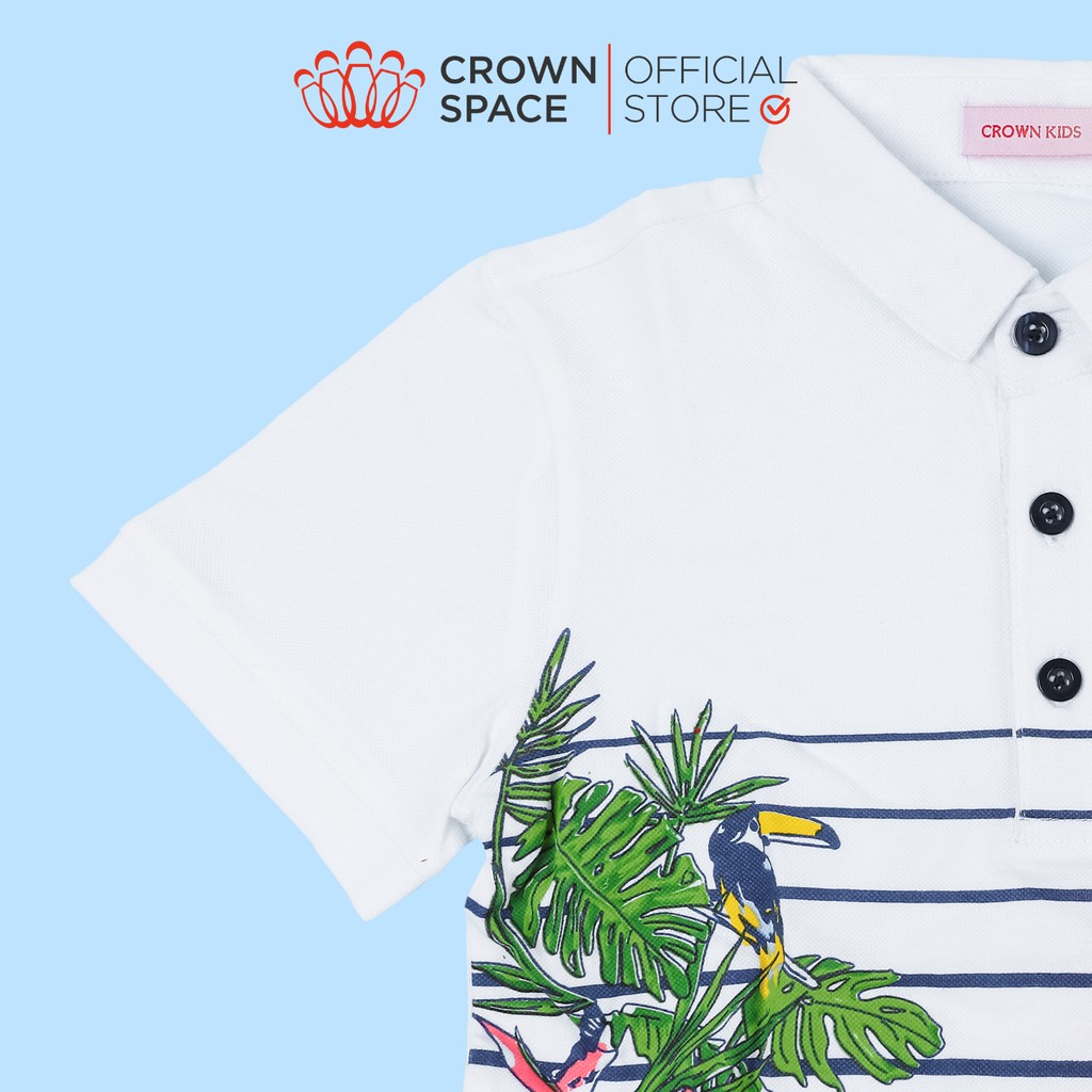 [Mã LT50 giảm 50k đơn 250k] Áo Polo Bé Trai Chính Hãng Crown Space CKBS2111101 TShirt Vải Cotton Thoáng Mát Từ Size 1-8