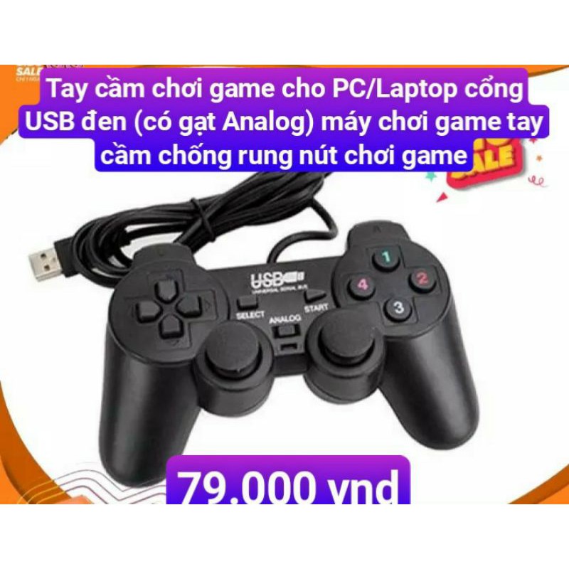 Tay cầm chơi game cho PC/Laptop cổng USB đen (có gạt Analog) máy chơi game tay cầm chống rung nút chơi game