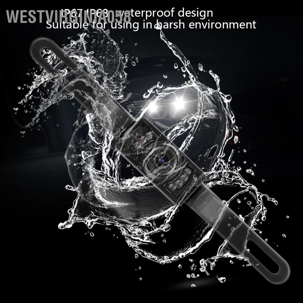 Westvirginia058 HD Waterproof LED License Plate Frame Car Rear View Reverse Parking Camera