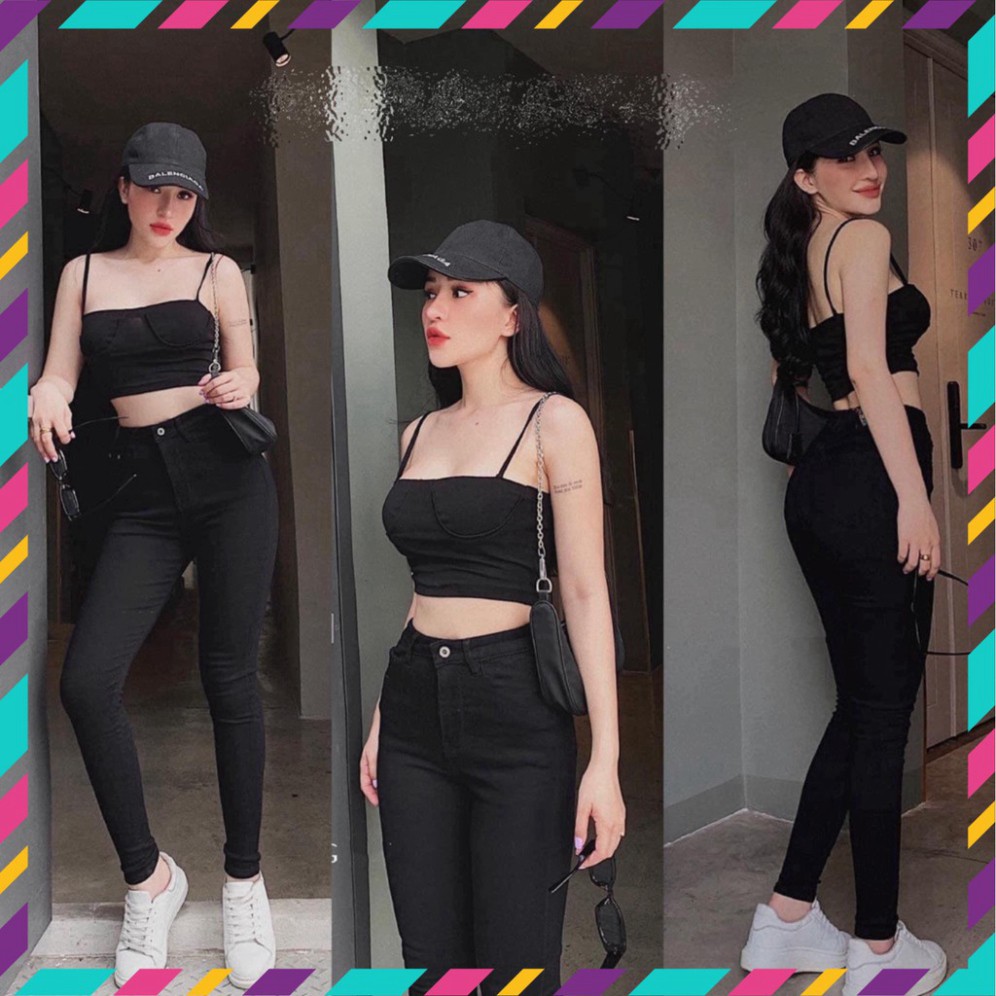 Quần jean nữ ⚡️LẺ BẰNG SỈ ⚡️ Quần bò giấy skinny cạp cao 2 cúc ôm sát tạo hiệu ứng chân dài