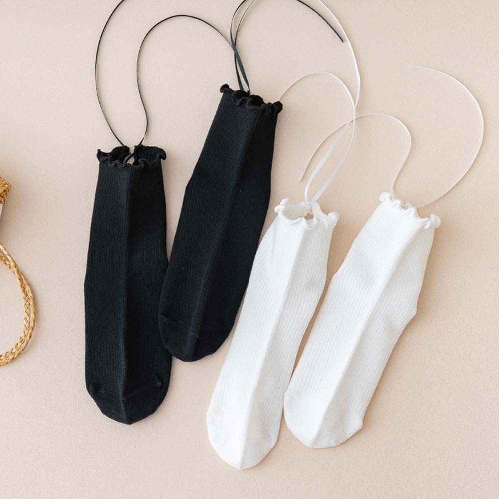 Đôi Vớ Cotton Màu Trắng / Đen Thời Trang Mùa Hè Cho Nữ