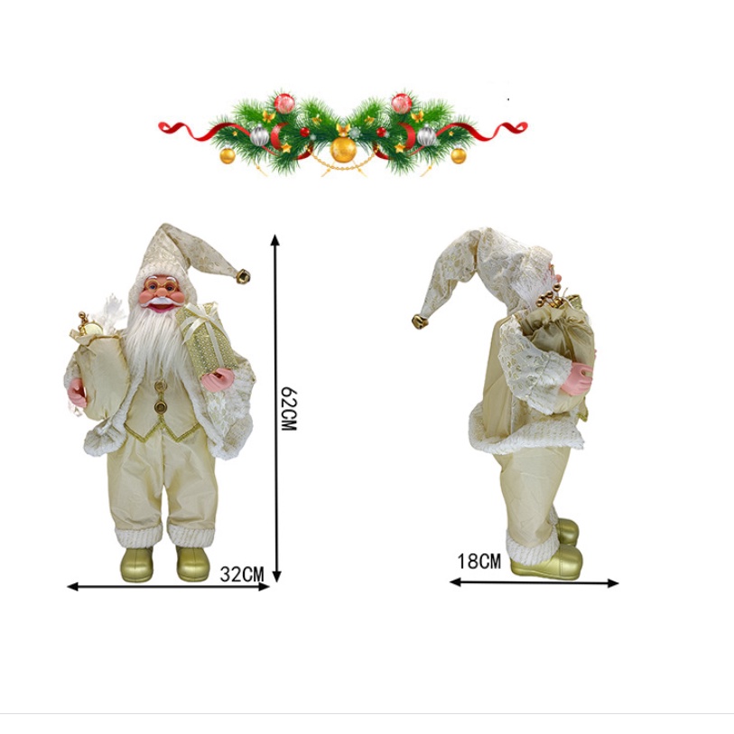 Ông Già Noel Đứng Cao 62cm Trang trí Cây Thông, Trang Trí Noel Giáng Sinh