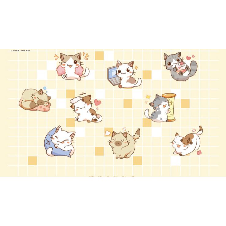 Hộp 45 Miếng Dán Sticker Trang Trí Mèo Nhật Bản