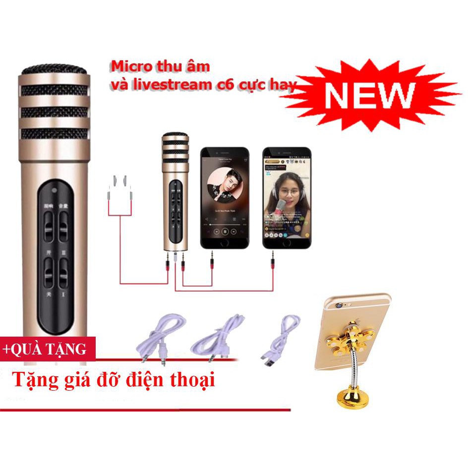 Mic C7 Hàng Loại 1 ⚡FREESHIP⚡ Chuyên Thu Âm , Livestream , Karaoke Gỉai Trí . Tặng Kèm Tai Nghe Theo Bộ