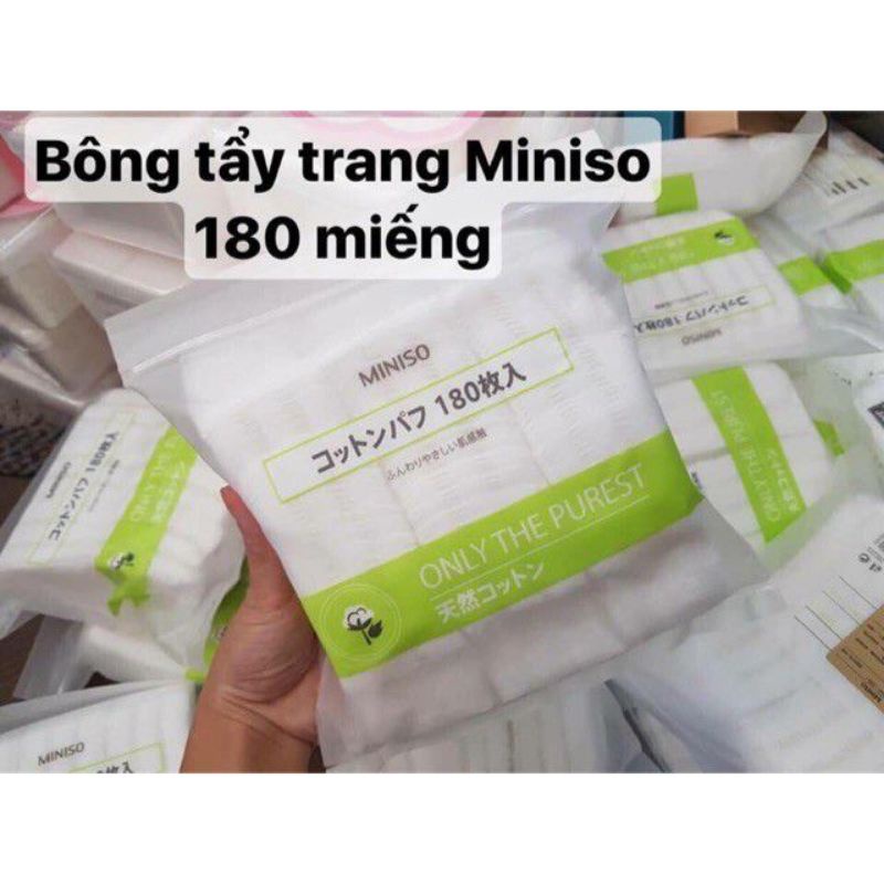 Bông tẩy trang Miniso Nhật Bản dạng túi 180 miếng